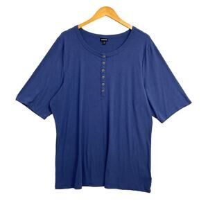 Torrid Knit Top Women's Size 4 Blue Solid Print Short Sleeve Round Neck Blouse